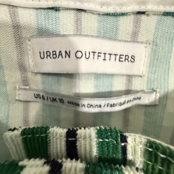 Urban Outfitters Corduroy Button Down Mini Dress - Striped Green/Black/Cream 6 - Picture 6 of 8